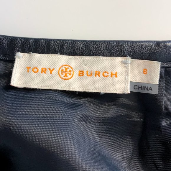 Tory Burch Black Leather Skirt 6 Perforated Mini Skirt - Picture 6 of 14